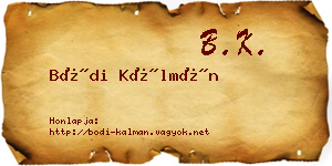 Bódi Kálmán névjegykártya
